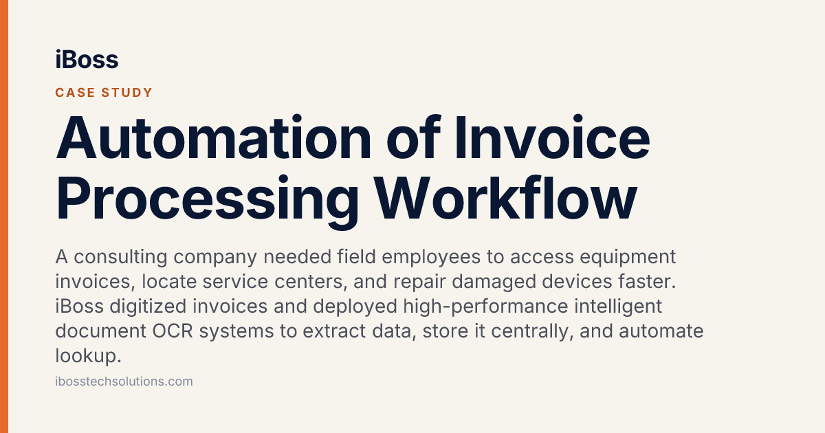 Automation of Invoice Processing Workflow, iBoss case study